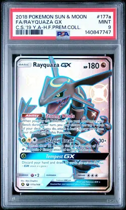 Pokemon Rayquaza GX Hidden Fates Premium Coll. Full Alt Art Promo #177a PSA 9 - Image 1