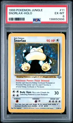 1999 POKEMON JUNGLE #11 SNORLAX-HOLO PSA 6 - Image 1