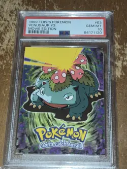 1999 Topps Pokemon Venusaur Card #E3 Movie Edition PSA 10 GEM MINT LOW POP RARE - Image 1