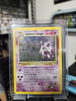 Pokemon TCG Sabrina's Gengar Holo Rare Card 14/132 Gym Heroes [Damaged] - Image 1