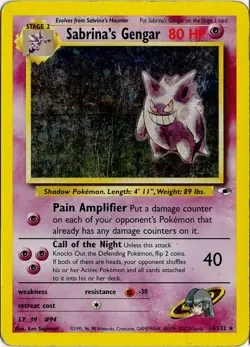Pokemon TCG Sabrina's Gengar Holo Rare Card 14/132 Gym Heroes [Damaged] - Image 2
