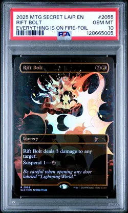 2025 MTG SECRET LAIR DROP EVERYTHING IS ON FIRE-RAISED FOIL RIFT BOLT PSA 10 - Image 1