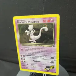 Pokemon TCG Rocket's Mewtwo 14/132 Gym Challenge Holo 2000 - HP/DMG with Swirl! - Image 3
