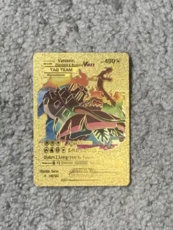 Venusaur,Charizard&Blastoise VMax Rare Gold Accent Foil Fan Art Display Card - Image 1