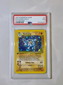 Machamp 1st Edition Base Set WOTC NM PSA 7 Graded Pokemon Card 1999 Vintage Holo - Image 1