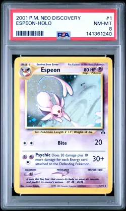 2001 POKEMON NEO DISCOVERY #1 ESPEON-HOLO PSA 8 - Image 1