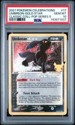 2021 POKEMON CELEBRATIONS CLASSIC COLL #17 UMBREON-GOLD STAR PSA 10 - Image 1