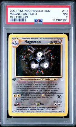 2001 POKEMON NEO REVELATION 1ST ED #10 MAGNETON-HOLO PSA 7 - Image 1