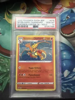 2019 POKEMON #SWSH075 SPECIAL DELIVERY CHARIZARD POKEMON CENTER UK HOLO PSA 10 - Image 1