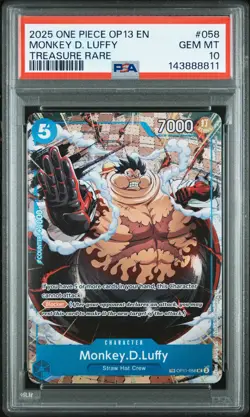 2025 ONE PIECE OP13-CARRYING ON HIS WILL TREASURE RARE MONKEY D. LUFFY PSA 10 - Image 1