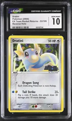 CGC 10 Dratini EX Team Rocket Returns 53/109 Reverse Holo STAMPED Pokemon Card - Image 1