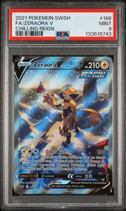2021 POKEMON SWORD & SHIELD CHILLING REIGN #166 FULL ART/ZERAORA V PSA 9 - Image 1