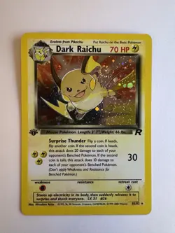 Dark Raichu 83/82 1st edition Holofoil, Near Mint, Team Rocket set, Pokemon - Image 1