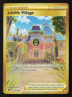 Jubilife Village (Secret) Secret Rare Holofoil SWSH10 212/189 NM Pokemon TCG - Image 1