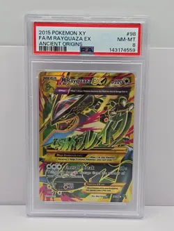 Pokemon 2015 XY Ancient Origins #98 Full Art M Rayquaza EX PSA 8 - Image 1