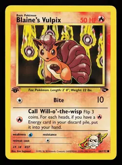 Blaine's Vulpix 66/132 1st Edition Gym Challenge Pokemon Card - Image 1