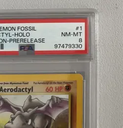 Aerodactyl 1st Edition RARE Prerelease POKEMON Card PSA 8 NM-MT FOSSIL Holo 1/62 - Image 2