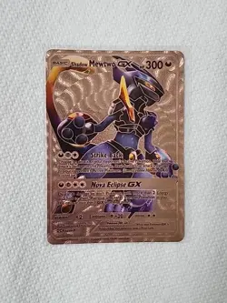 Shadow Mewtwo GX Hp300 Fan Art Rose Gold Foil Fan Art Card Pokemon - Image 1