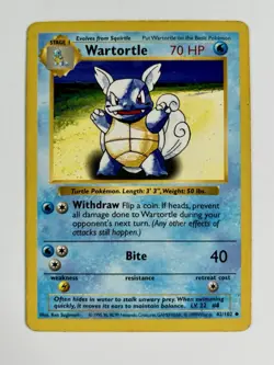 Wartortle 1999 Pokemon Game Shadowless Base Set #42/102 * Mod Play - Image 1