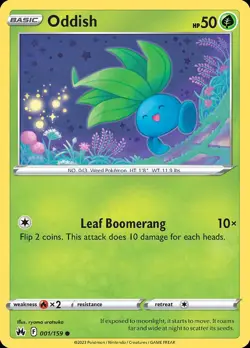 Pokemon Oddish (1/160) Crown Zenith LP REVERSE HOLO - Image 1