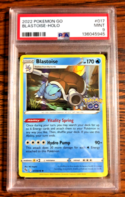 Blastoise Holo Rare #017 - PSA MINT 9 - 2022 SWSH Pokemon GO - Pokemon TCG - Image 1