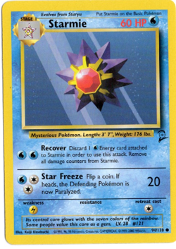 Starmie 94/130 Base 2 Set Pokemon Card - Image 1