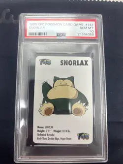Snorlax #143 Pokemon Trading Card Game Mini KFC 1998 Nintendo WOTC PSA 10 G25904 - Image 1