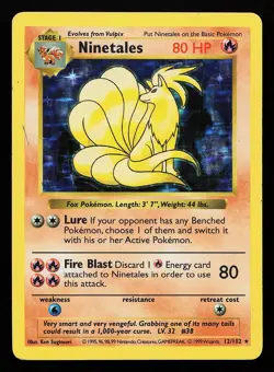 Ninetales 12/102 Holo Rare Base Set (Shadowless) Pokemon Card - Image 1