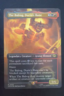 MTG THE BALROG, DURIN'S BANE BORDERLESS FOIL The Lord of the Rings LP Played - Image 1