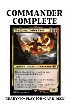 The Balrog, Durin's Bane LotR SACRIFICE Treasure Magic MTG Custom Commander Deck - Image 1