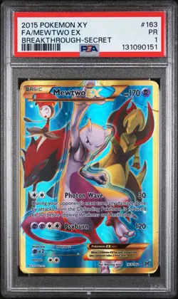 PSA 1 PR 2015 Pokemon XY Breakthrough Full Art Mewtwo EX 163/162 Secret Rare - Image 1