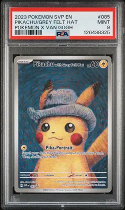 2023 POKEMON SVP EN-SV BLACK STAR PROMO #085 PIKACHU WITH GREY FELT HAT PSA 9 - Image 1