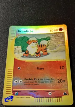 Pokemon SKYRIDGE - #62/144 Growlithe - Reverse Holo - ENG - Damaged - Image 4