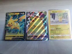 3 pikachu's 1 is a Vmax the other one si a V and the last one is a pokemon go - Image 1