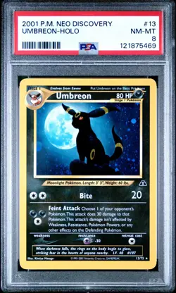 Umbreon - Holo PSA 8 - Swirl & New Cert - Neo Discovery - 2001 - #13/75 Pokemon - Image 1