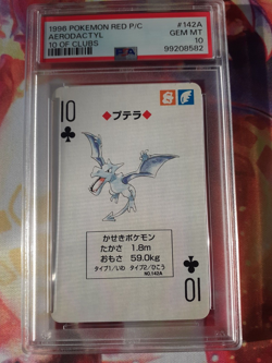 1996 Pokemon Aerodactyl 10 of Clubs Red Charizard Playing Card PSA 10 Gem Mint - Image 1