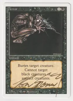 Gold Signed Terror NM Revised Edition Artist Ron Spencer 1994 MTG Magic Misprint - Image 1
