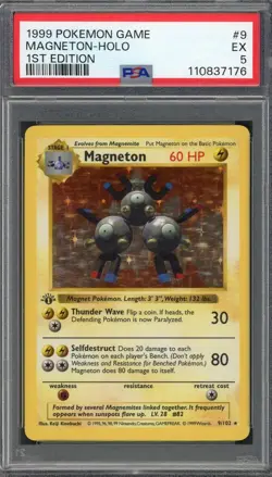PSA 5 Magneton (1st Ed.) Base Set 9/102 Holo Pokemon Card B13 - Image 1