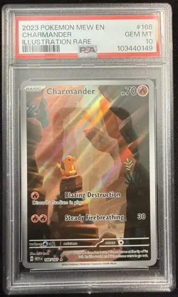 2023 POKEMON MEW EN-151 ILLUSTRATION RARE #168 CHARMANDER PSA 10 - Image 1