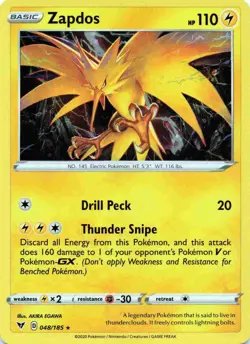 Zapdos Cosmos Holo Rare - 048/185 - Vivid Voltage Pokemon 2020 - Image 1