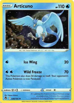 Articuno Cosmos Holo Rare - 036/195 - Silver Tempest Pokemon 2022 - Image 1