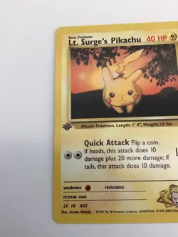 2000 Pokemon Pikachu TCG Lt. Surge's 1st Edition Gym Challenge Card 84/132 - Image 4
