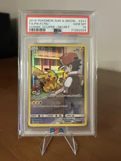 2019 Pokemon Cosmic Eclipse Pikachu #241 Full Art Secret PSA 10 - Image 1