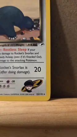 Rocket's Snorlax Gym Heroes 33/132 Rare non-holo LP - ungraded Pokemon Card - Image 5