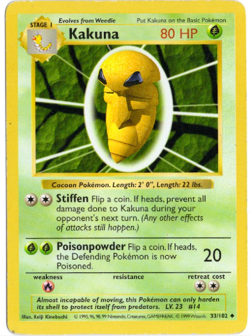 Kakuna Shadowless 33/102 Base Set Pokemon Card - Image 1