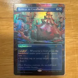 Retreat to Coralhelm Secret Lair Drop Enchantment Blue Rare Foil Borderless 2022 - Image 1