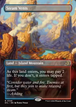 MTG Borderless STEAM VENTS Dual Sided NM-M Lorwyn Eclipsed Rare - Image 2
