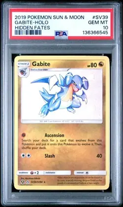 Shiny - Gabite Pokemon Sun & Moon Hidden Fates Vault PSA 10 GEM MT - Image 1