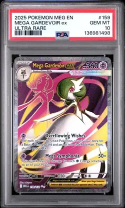 Pokemon 2025 MEG EN Mega Gardevoir Ex Ultra Rare 159/132 PSA GEM MT 10 - Image 1