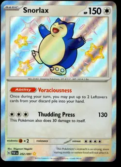 Pokemon Card Snorlax 202/091 Shiny Holo Rare Paldean Fates Near Mint NM - Image 1